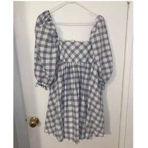 Mini plaid white and blue dress